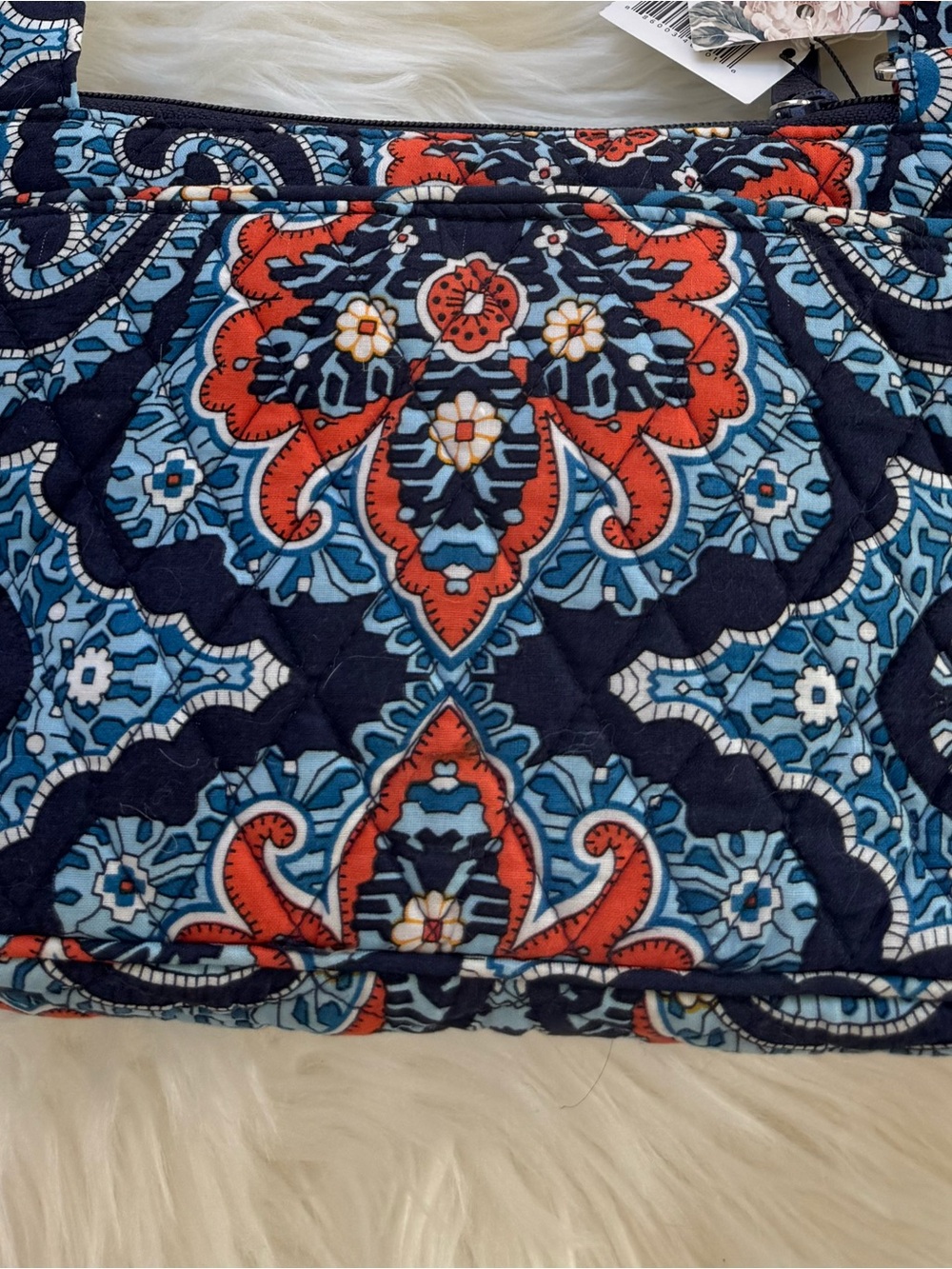 Vera Bradley Navy and Orange Paisley Quilted Crossbody - Picture 2 of 3